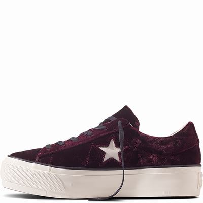 Converse One Star Platform Velvet Platform Womens - Dark/Black Shoes (354UNJQH)